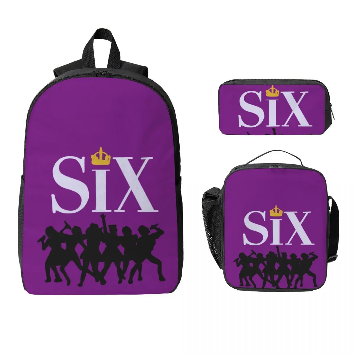 

Six The Musical Playbill Backpack Student Boys Girls BookBag School Bag Laptop Shoulder Bags 3ps Insulated Lunch Bag Pencil Case