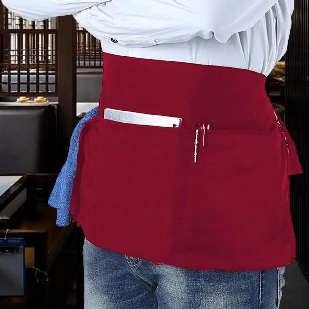 Half Apron 3 Pockets Adjustable Strap Waitress Waiter Kitchen Chef Cafe Restaurant Bakery Flower Shop Barista Server Work Apron