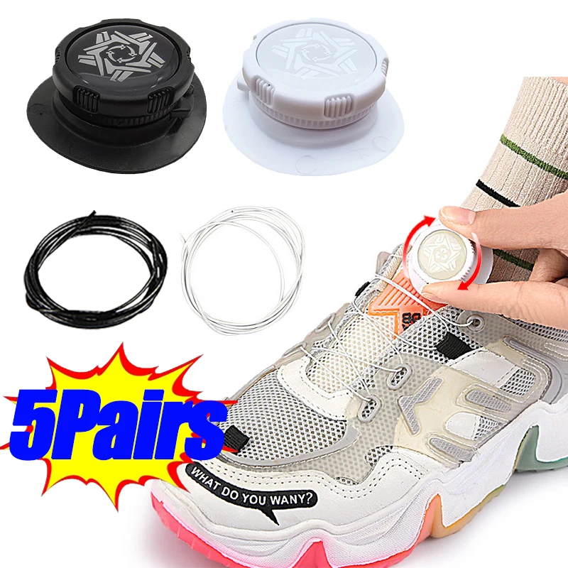5 paar Metall Draht Swivel Automatische Schnalle Seil Sneaker Schnürsenkel Für Kinder & Erwachsene Keine Krawatte Schnürsenkel Quick Lock