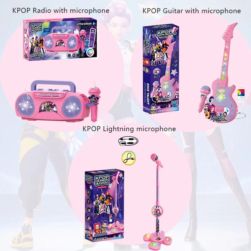 Kpop デーモンミュージックマイク子供用おもちゃライト付きマイクで曲を演奏できるおもちゃハロウィンやクリスマスのギフト子供向け