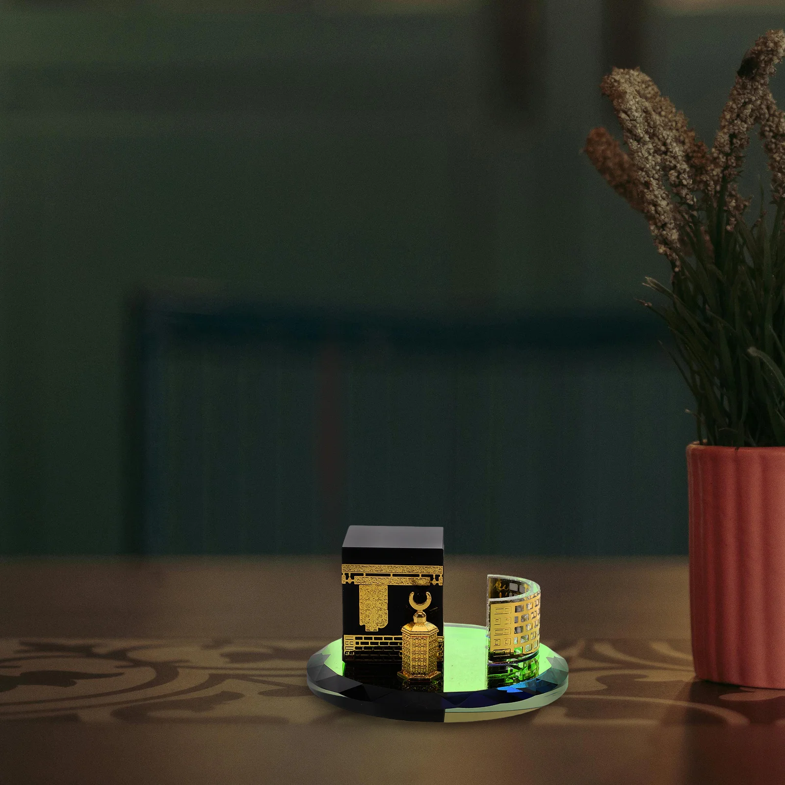 

Mini Crystal Round Handicraft Souvenir Islamic Architecture Decorative Showpiece Table Decor Saudi Arabia