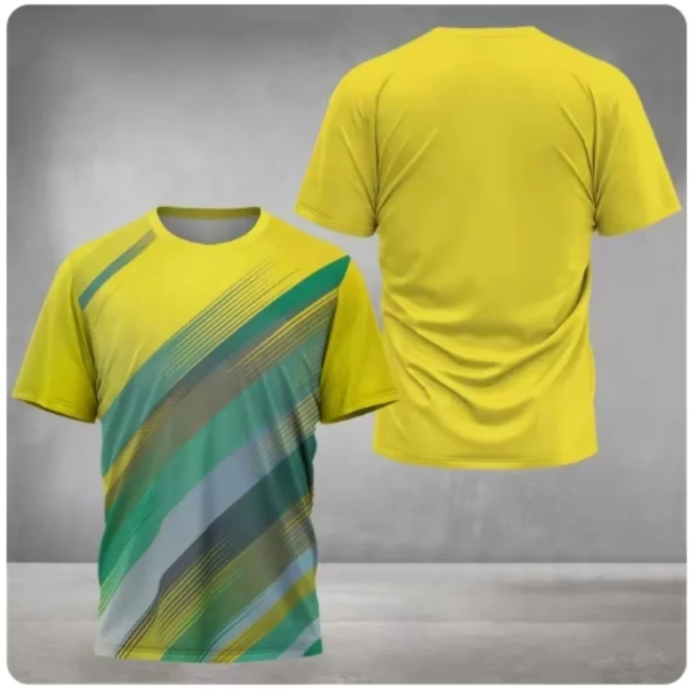 Fashion New Gradient Rainbow Stripe Print Men T-shirt Summer Casual Daily Tops Trend Street Style Men Clothing Tops