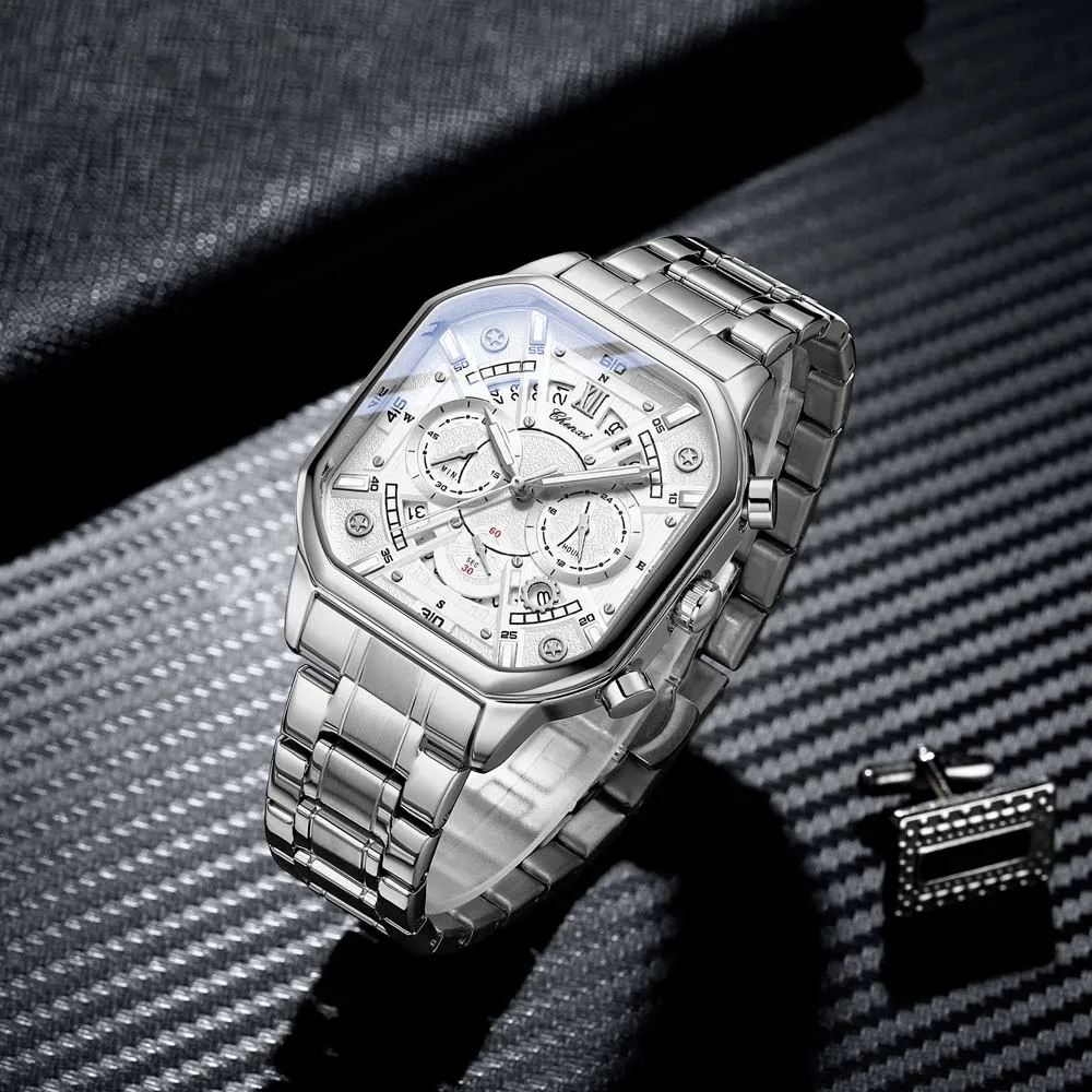 첸시 남성용 다기능 쿼츠 시계, 날짜, 야광, 크로노그래프, 방수 손목시계 (남성용 시계)