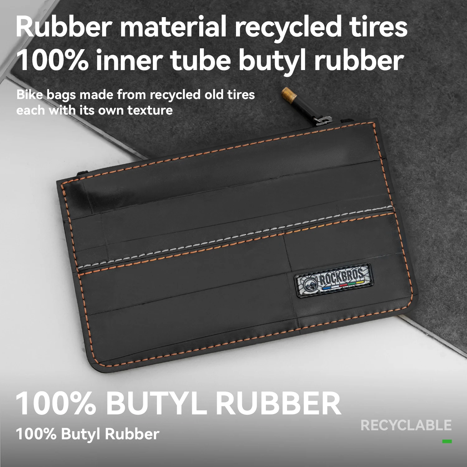 

ROCKBROS ROAD TO SKY Series Bike Bag Rubber Material Wallet Multifunctional Tire Wallet Non-slip Inner Tube Butyl Rubber Bag