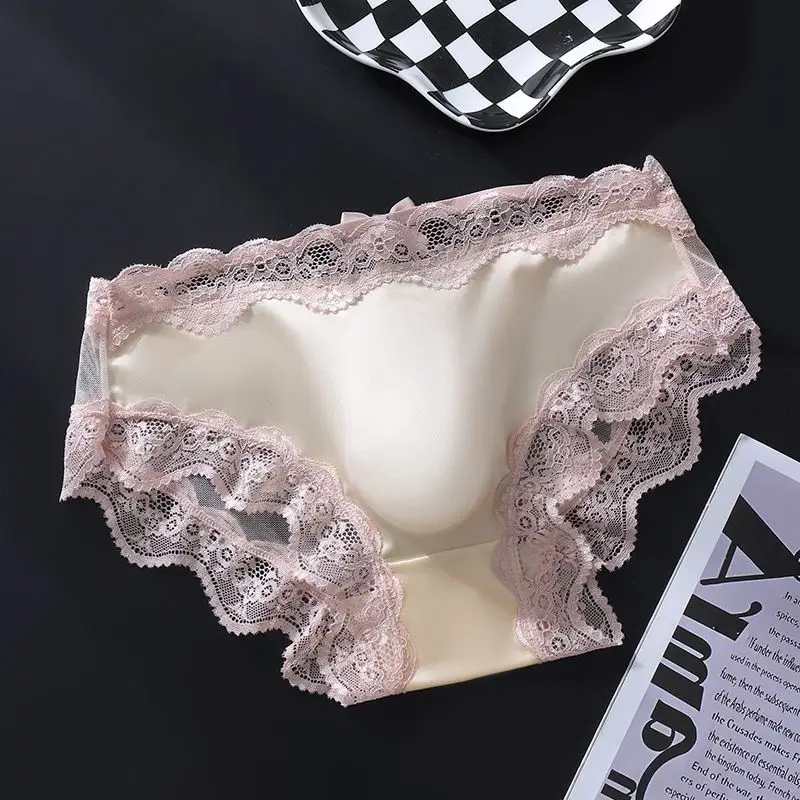 Man;s Silky Touch Lace Hem Sheer Sexy Panties Briefs DJ Club Bar BF LGBTQ Dance Live Thai Harajuku