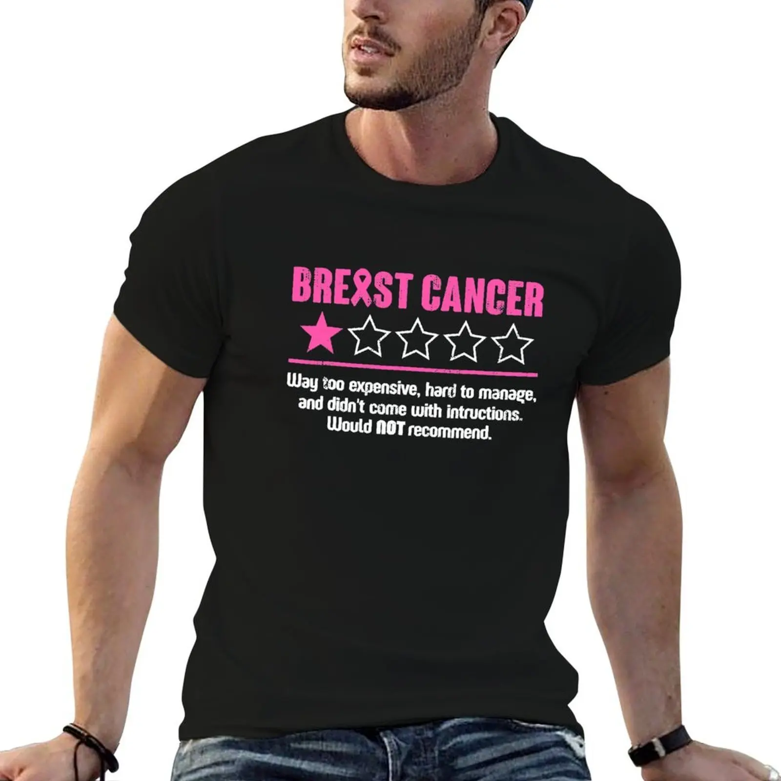 

Breast Cancer BadF Review 1 Star unny T-Shirt funny t shirts cotton man t shirt heavy cotton T-Shirt