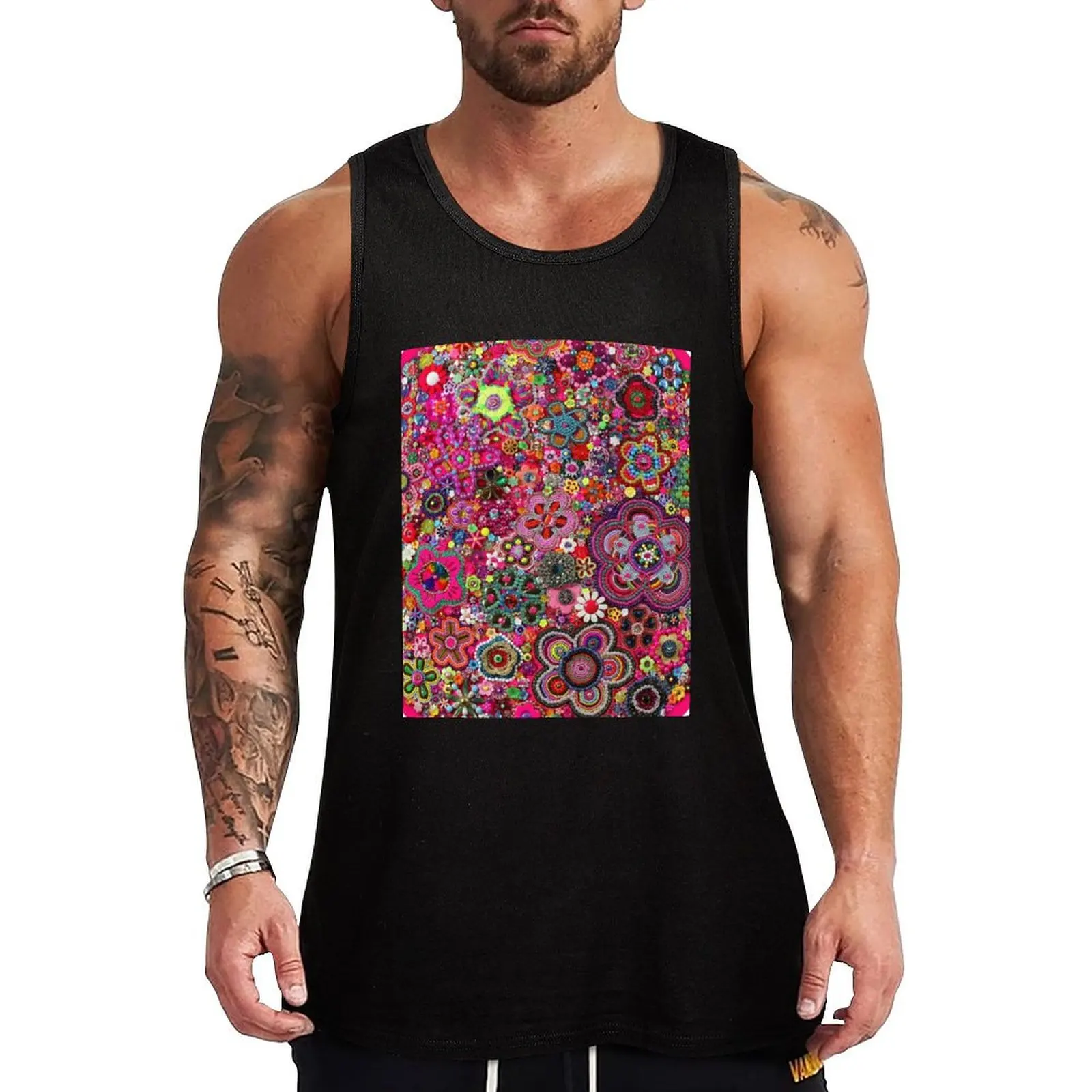 

Flower Garden Tank Top sleeveless gym shirt man fitness new in tops & t-shirt