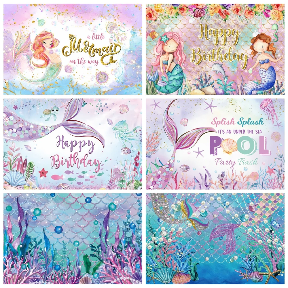 

Фон для фотосъемки с изображением русалки, дня рождения