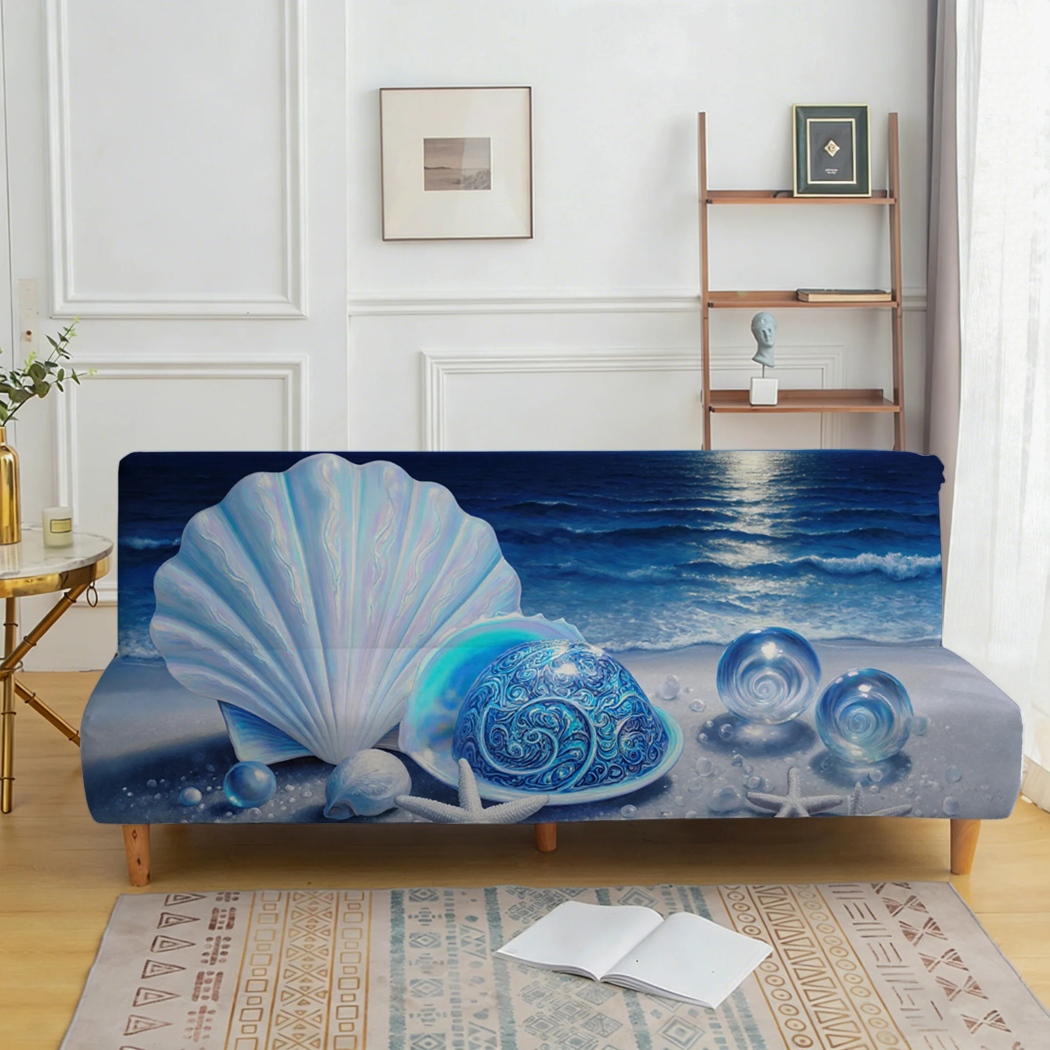 Shell starfish sofa without armrests, bed cover, non-slip and scratch-proof furniture protective cover, easy installation