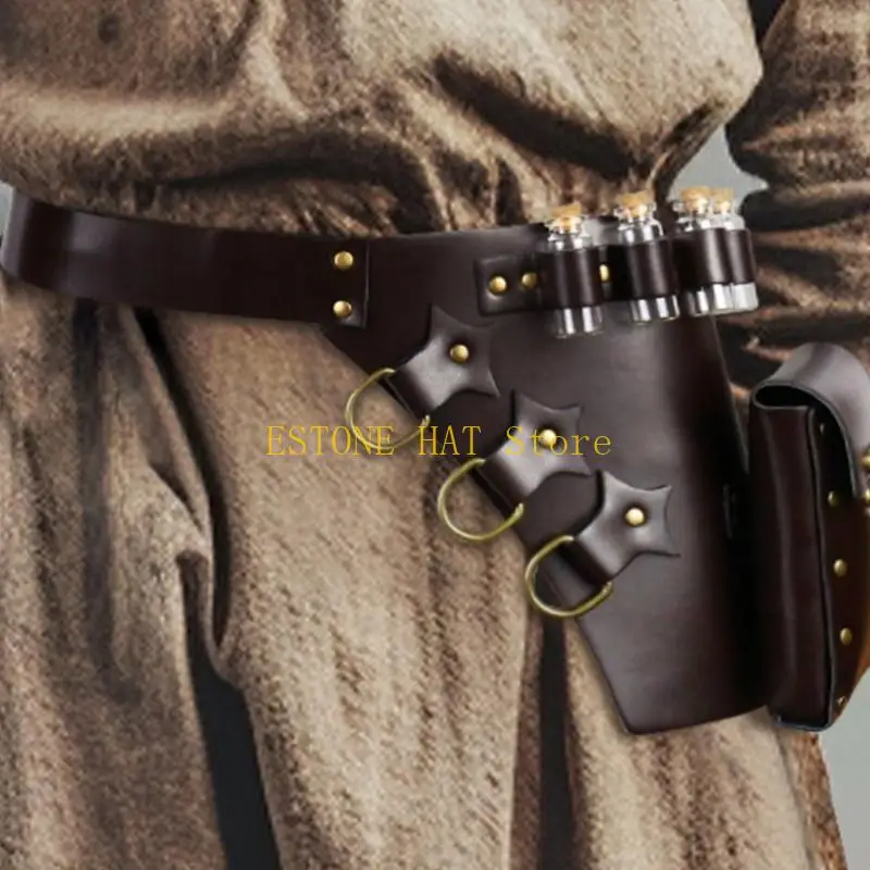 

49MF Мужской браслет Коричневый пояс Алхимический пояс для косплей-вечеринок, индустриальная эпоха