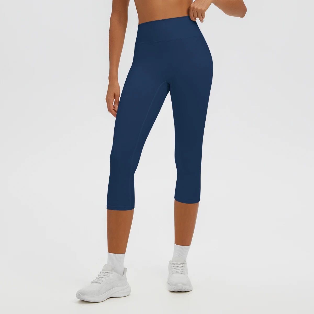 Damen-Yoga-Hosen in mittlerer Länge, einfarbig, mit hoher Dehnbarkeit, Damen-Leggings, Capri-Hosen, für Sommer, Sport, Fitnessstudio, Outdoor-Aktivitäten, Laufen, Damen-Hosen. – Detail 7