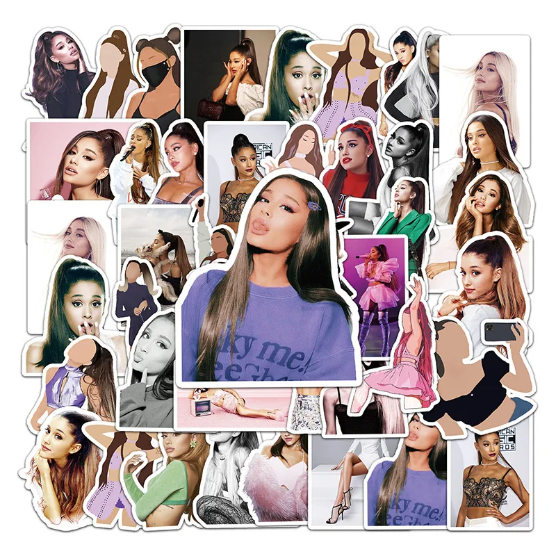 50PCS NEW Singer Stickers Ariana Grande Laptop Guitar Luggage Skateboard Phone Bike Car Waterproof Cool Sticker Decal Fans Gift