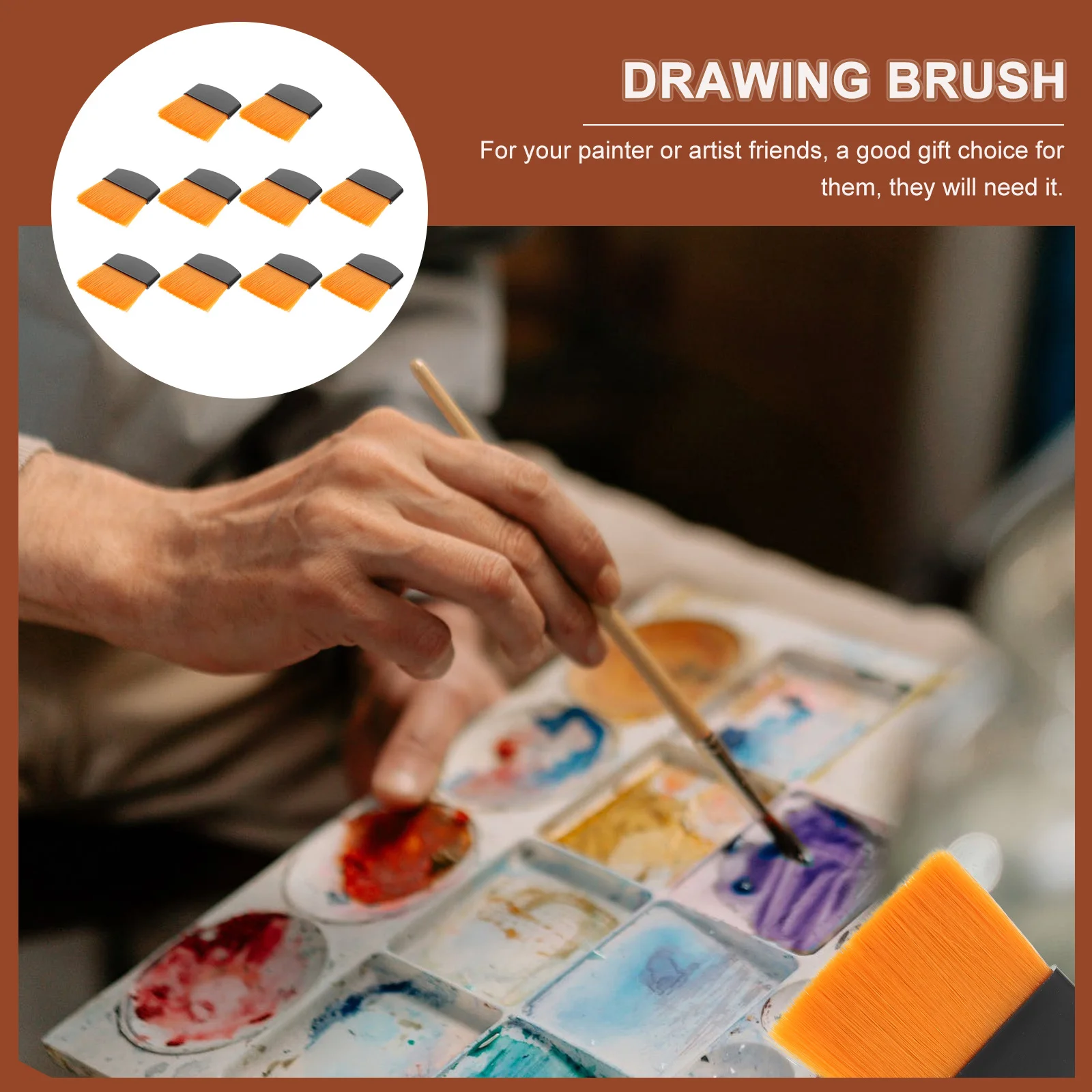 

10Pcs Artist Painting Brushes Household Drawing Brush Portable Small Watercolor Brush Convenient Paint Supply Draw Supply