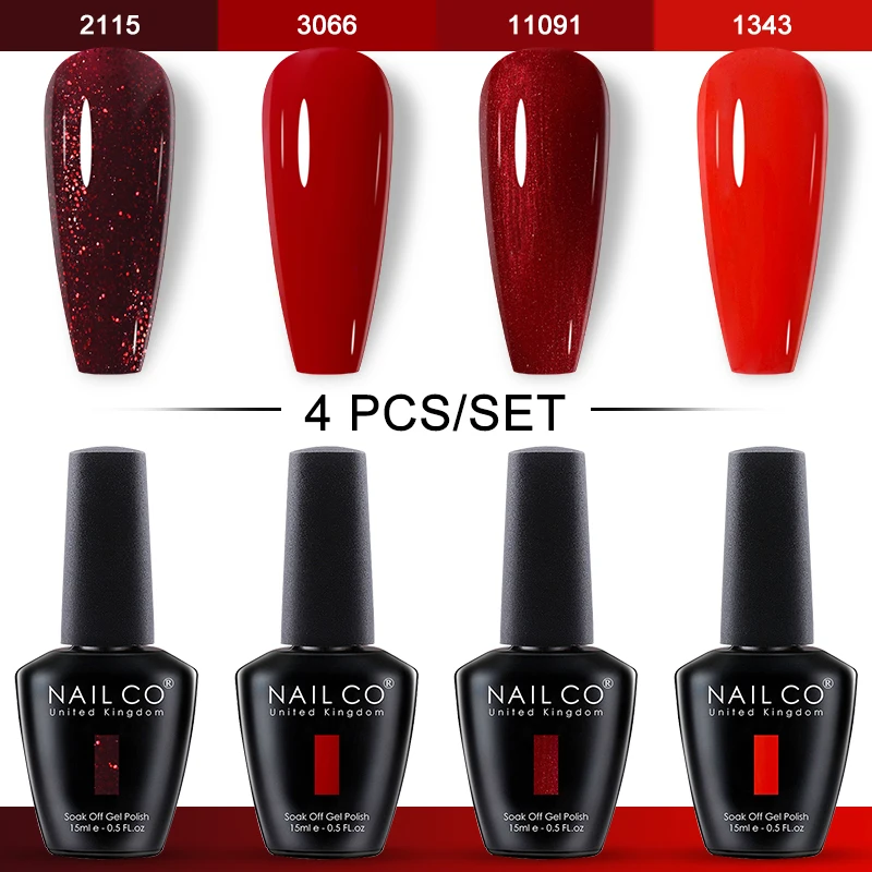 

NAILCO 15 мл 4 шт./компл. Цвета Гель-лак для ногтей УФ-блеск Гель-лак для ногтей Набор для ногтей Lakiery Esmalte Paint LED Nail Art Design Vernis