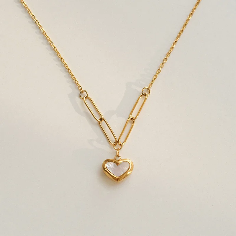

Stainless steel shell pendant necklace women's fashion heart necklace jewelry wholesale