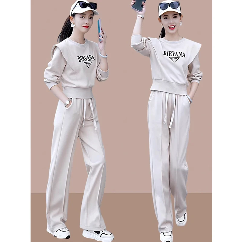 Spring Autumn 2026 Ladies Sportswear Set Casual Fashionable Sweatshirt Two Piece Set Stylish European Style Popular Item