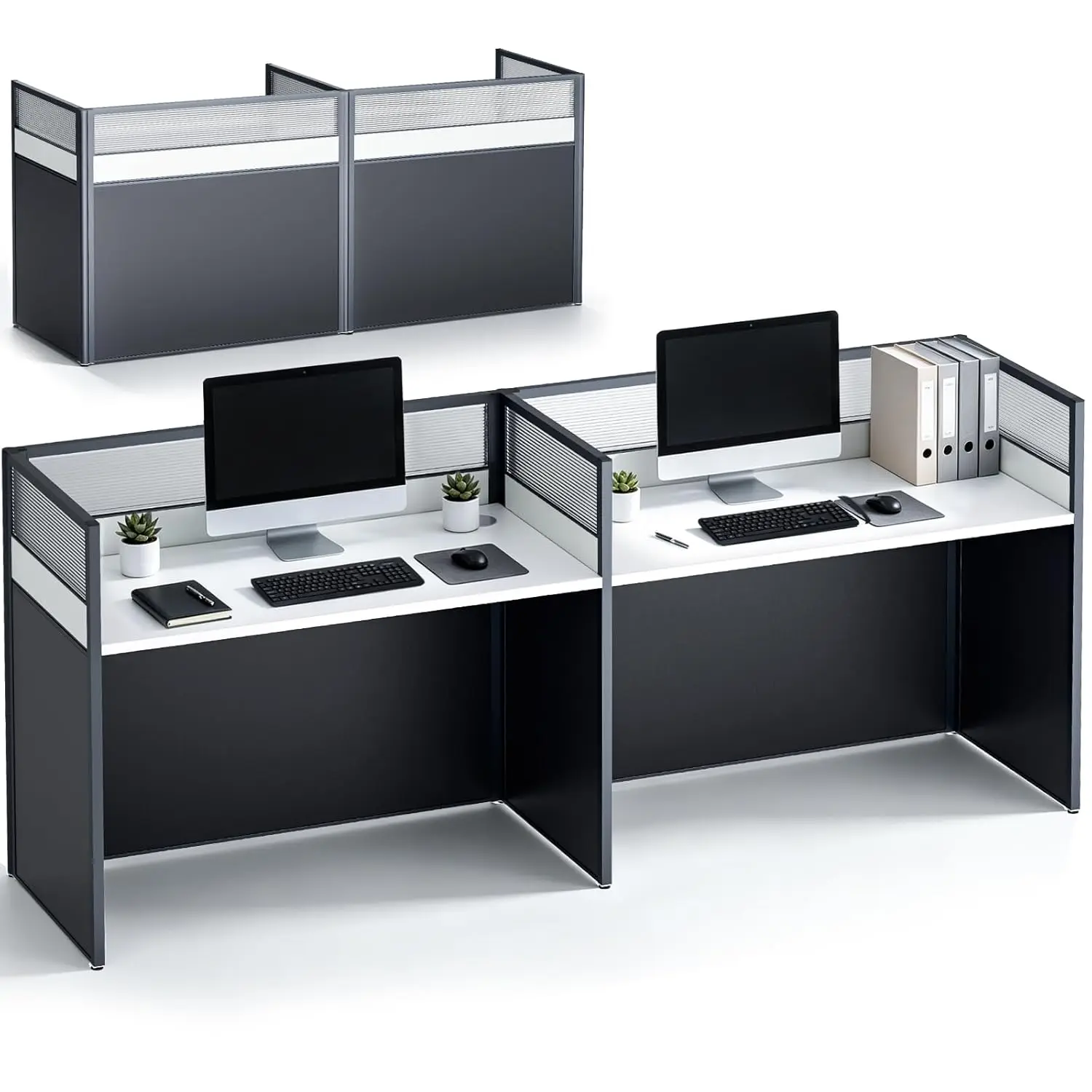 

2 Person Cubicle Desk with Privacy Panels Cable Management Office Workstation Home Commercial Custom