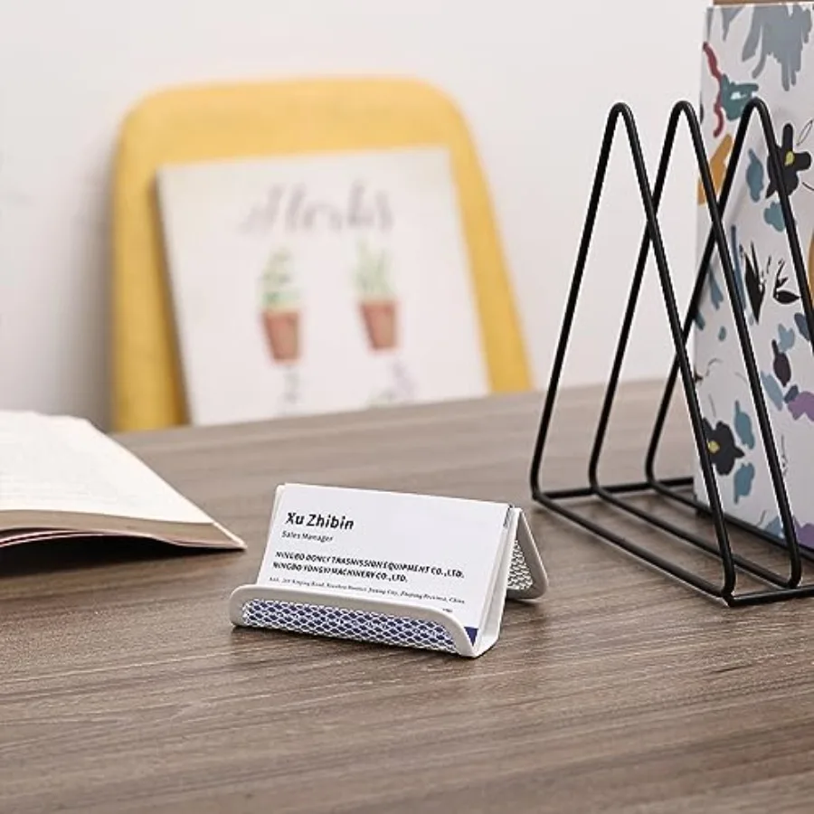 Metal Mesh Business Card Holders, 3 Pack, Durable Stainless Steel Card Stand for Desk, Office, and Business Use, Straight, Flat