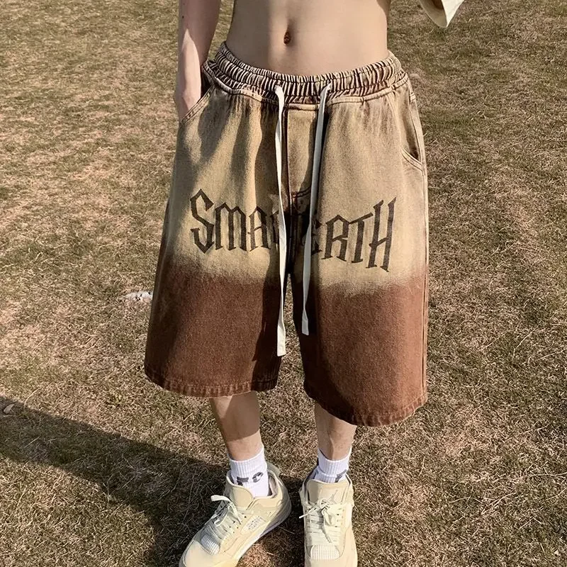 

Широкие длинные свободные мужские джинсовые шорты Мешковатые бермуды с карманами Мужские короткие джинсы Брюки Половина уличной одежды Дизайнерские пуговицы Xl Emo