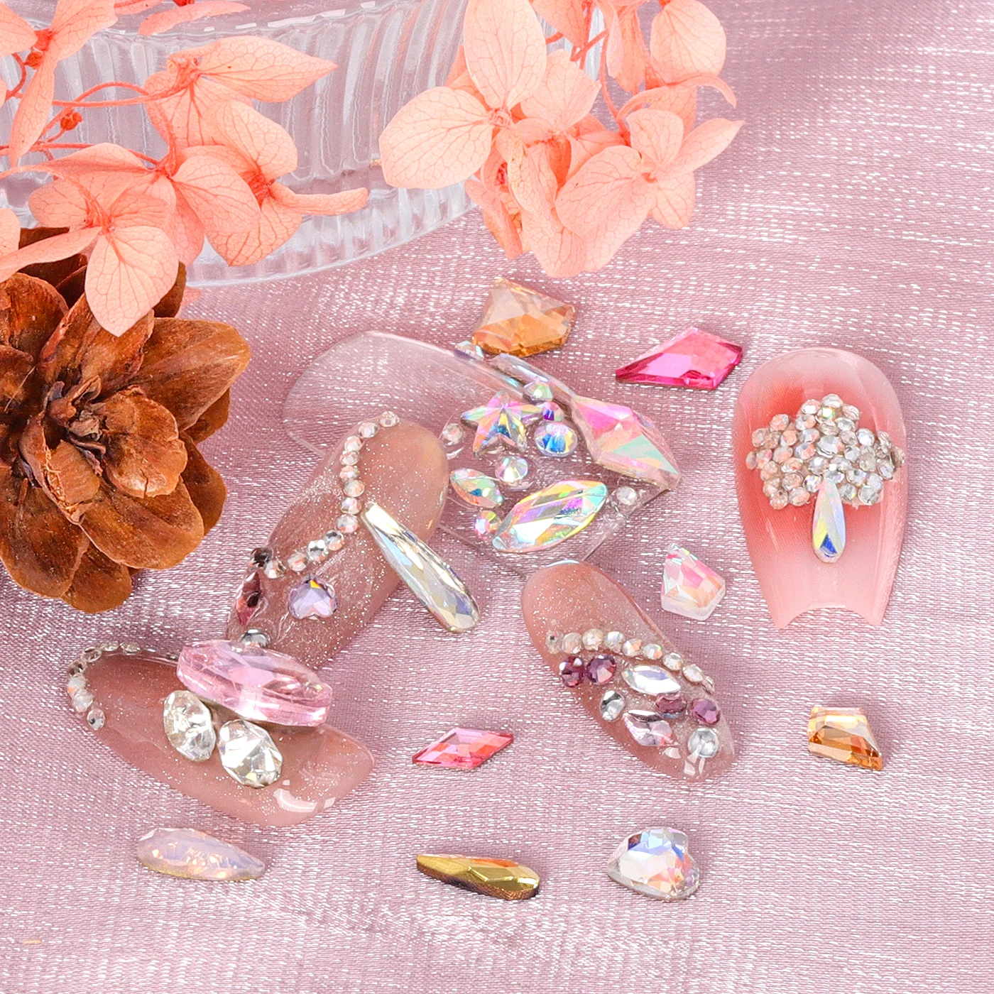 ホットセール　ミックスシェイプ　ラインストーン　ジュエリー　ラグジュアリー　シャイニーダイヤモンド　ネイルアートデコレーション　DIY　ガラスクリスタル　フラットバックグリッター