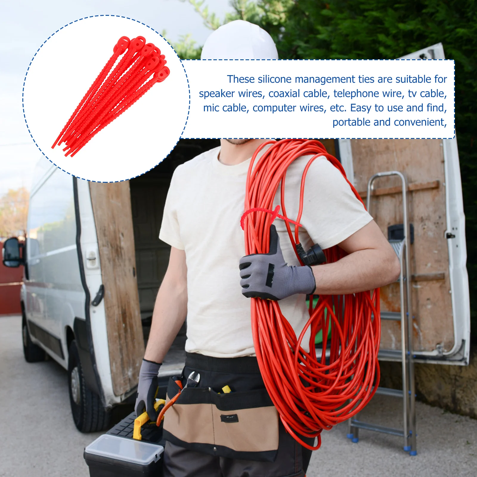 

16 Pcs Silicone Tie Cable Straps Cord Organizer Zip Ties for Electronics Wire Wrap