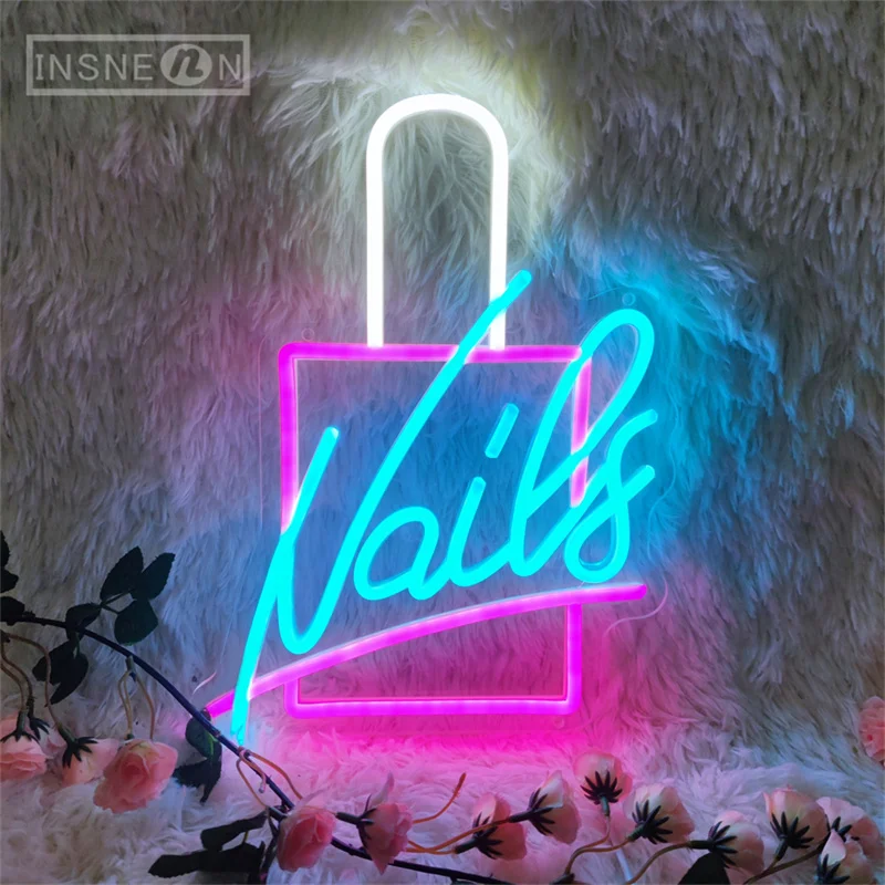 Nails Neon Sign Salon Shop Signboard Beauty Salon Room Decoration Business Shop Studio Decor Art Welcome Sign Led Light for Nail