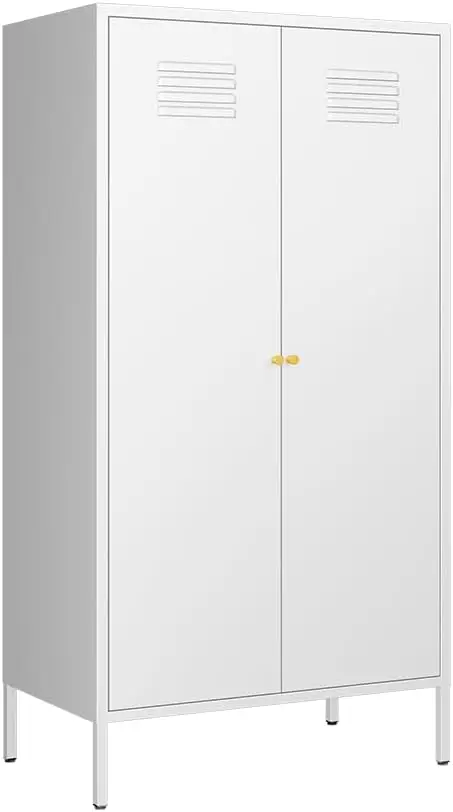 金属製のワードローブ,吊り下げられたロッドと2つの調節可能な棚,収納キャビネット,高い戸棚,2つのドア,子供用