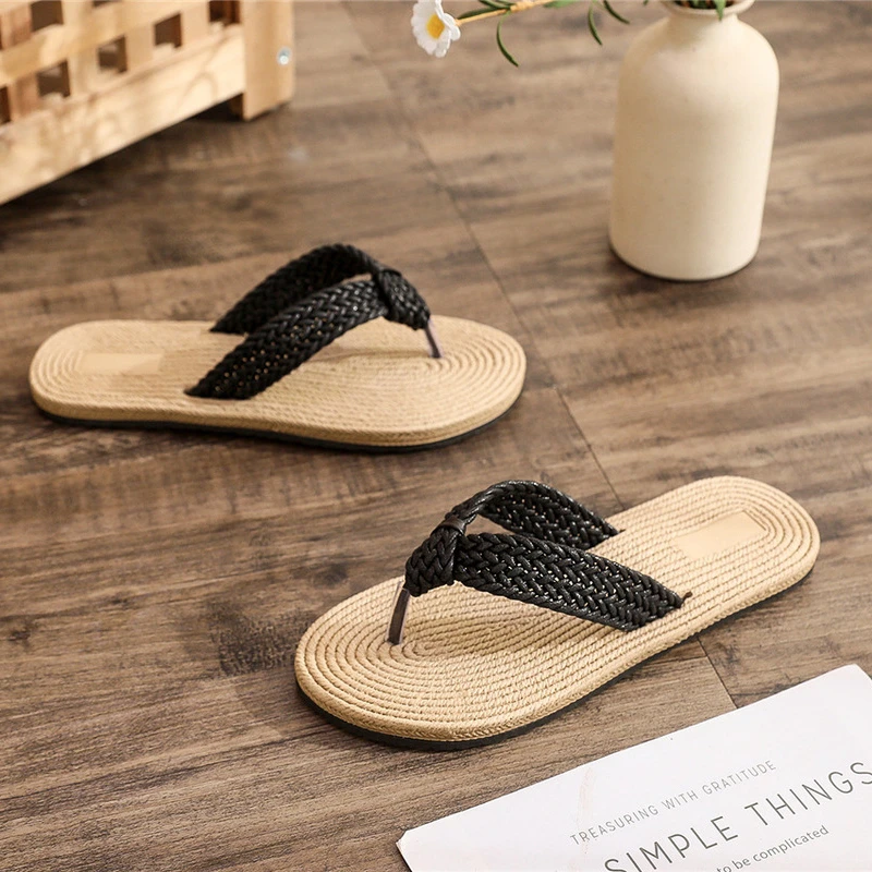 2022 Summer New Fashion Women\'s Flip Flops Fashion Espadrilles Beach Slippers Women Weave Flat Slides  Leisure Bohemia Style