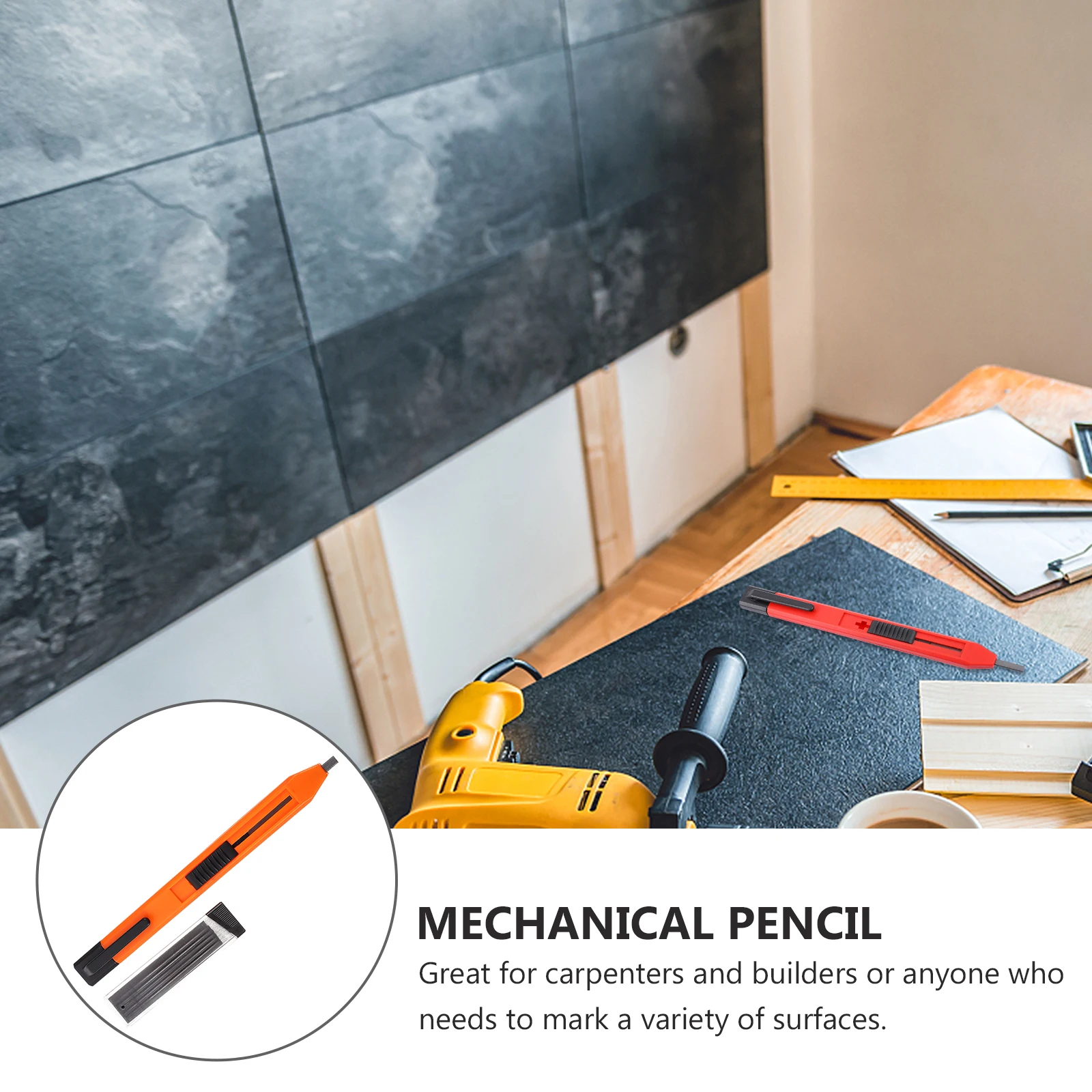 

Plastic Mechanical Pencils Carpenter Woodworking Marker Automatic Lead Refill Long Service Life Lightweight Small Size Cost