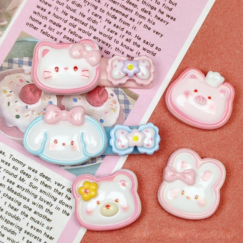 10 Pcs New Lovely Cartoon Bright Surface Kitten, Bear, Rabbit Series Resin Scrapbook Diy Jewellery Hairpin Accessories Decorate