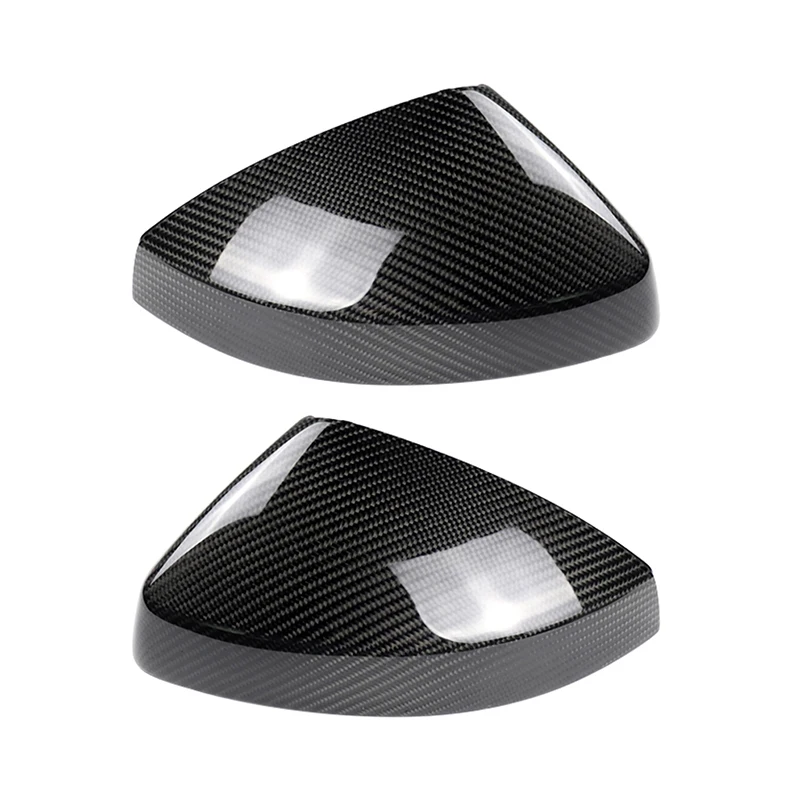 1 Pair Car Mirror Cover Black Real Carbon Fiber Rearview Caps For Audi A3 S3 8V RS3 2013-2019 Replacement Accessories