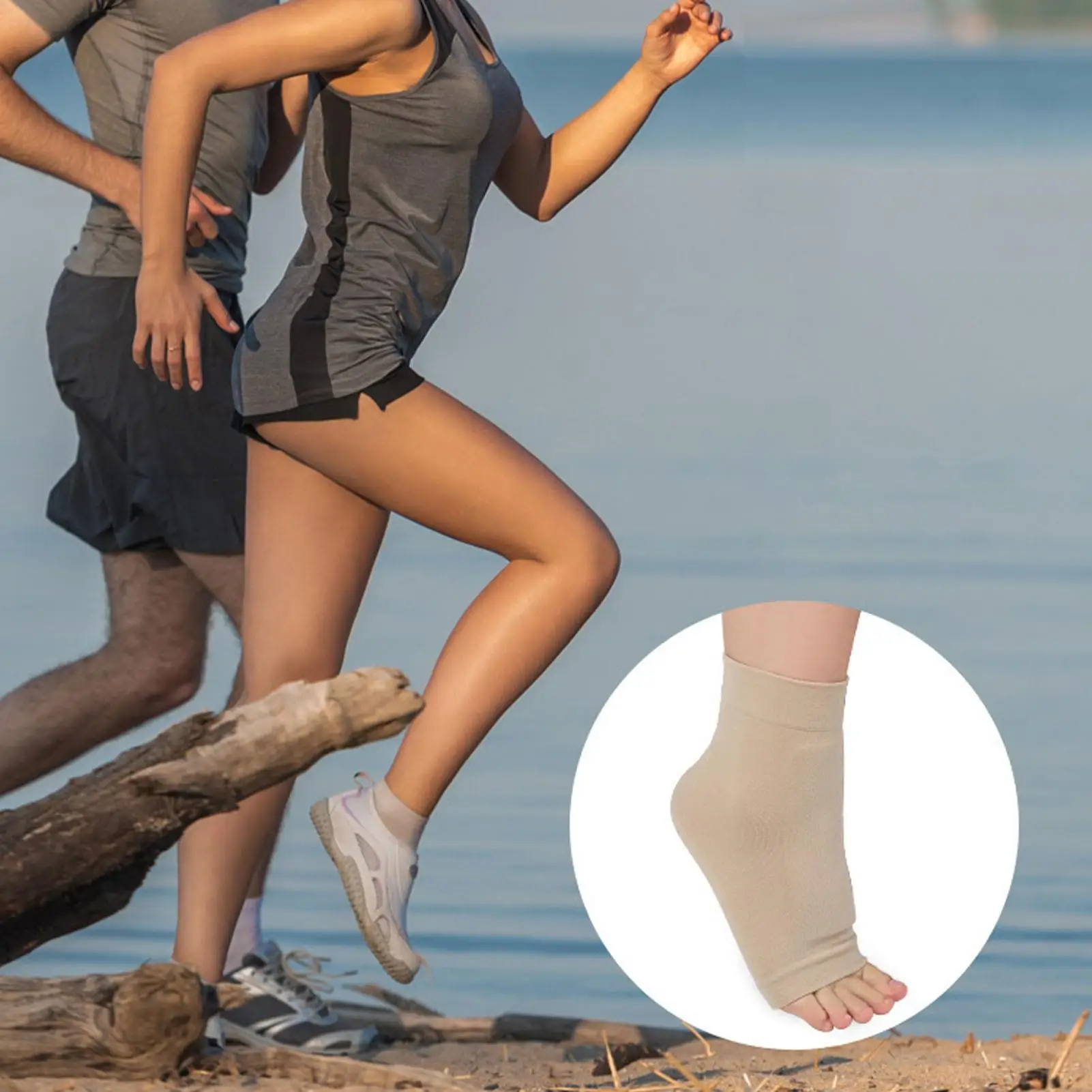 Soporte de tobillo Calcetín reductor de fricción Manga acolchada de talón suave para pies secos agrietados