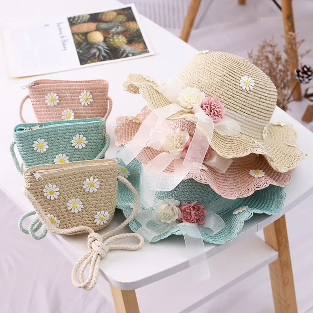 5 Colors UV Protection Panama Hat Kids Hat Sun Visor Summer Baby Hat Flower Breathable Hat Straw Hat