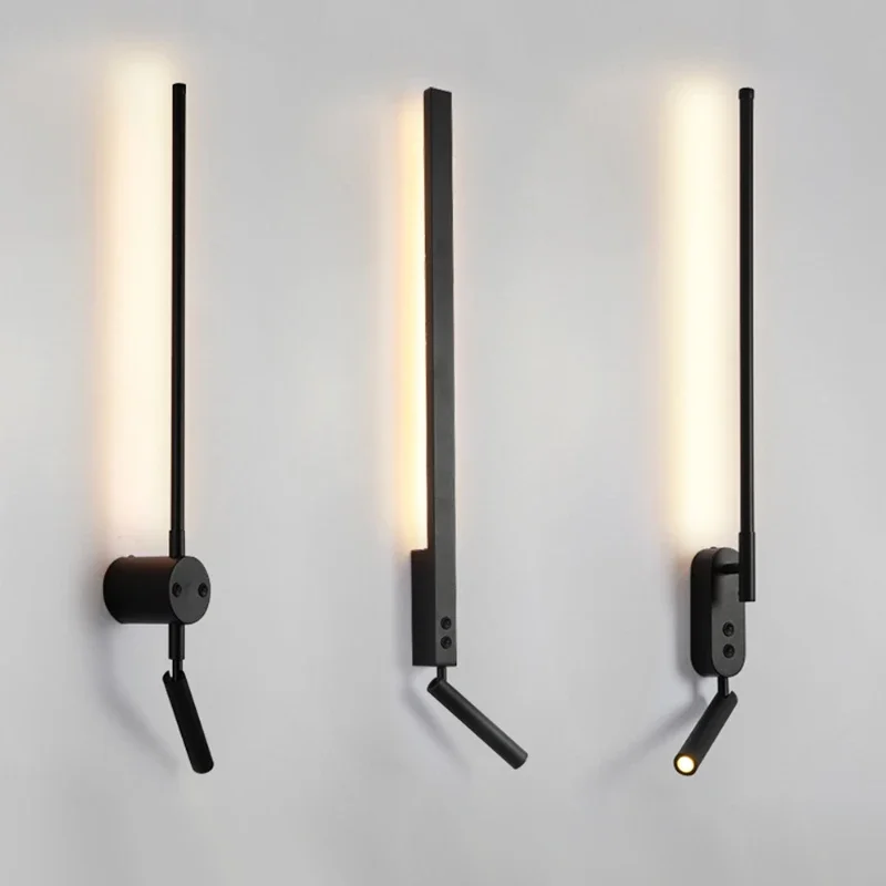 

Minimalist Long Strip LED Wall Lamps Modern Creative Rotating Living Room Bedroom Bedside Lighting Background Home Decor