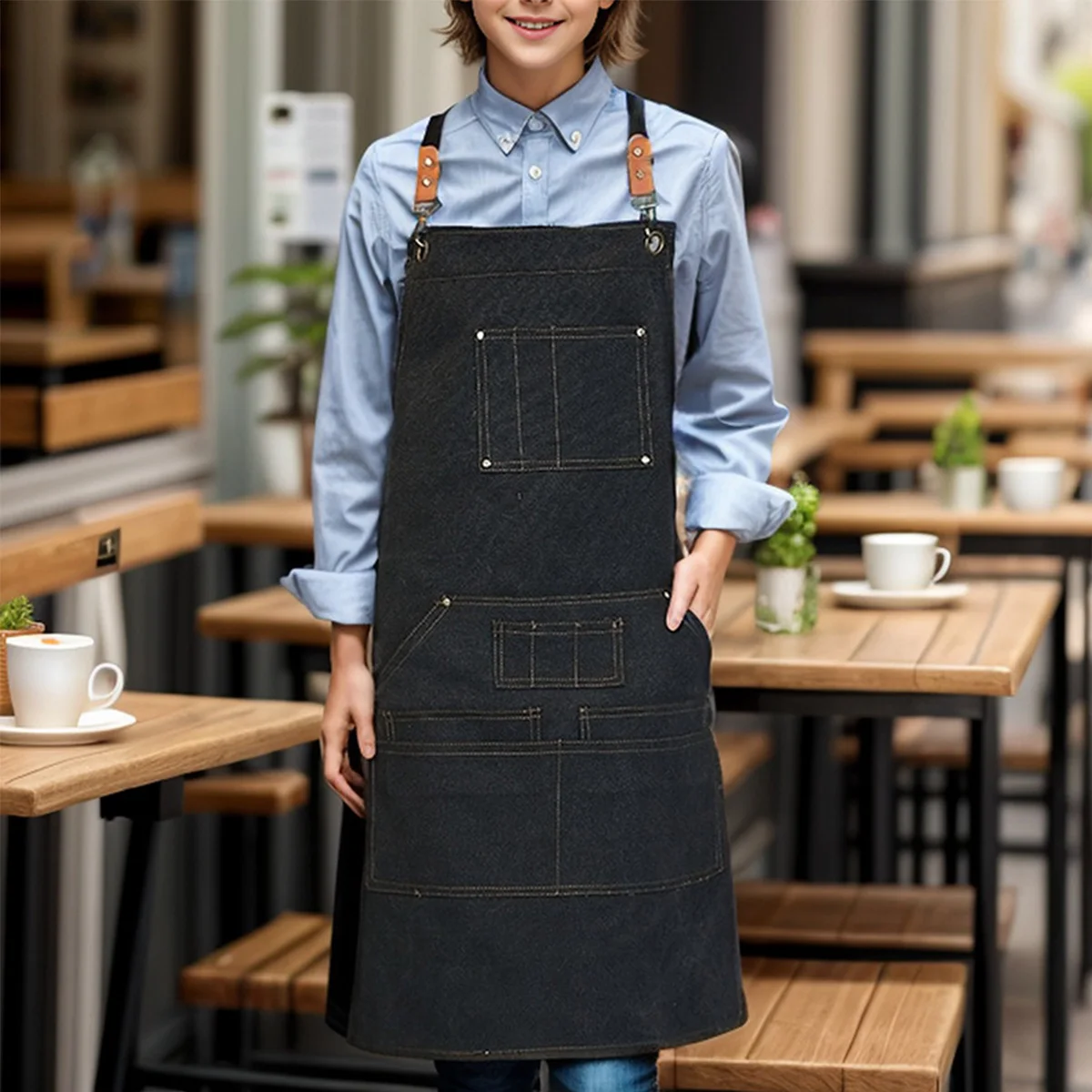 

1 Piece Thickened Wear-Resistant Canvas Work Apron for Chef Garage Barista Kitchen Carpenter Repairman - Durable Cooking Protect