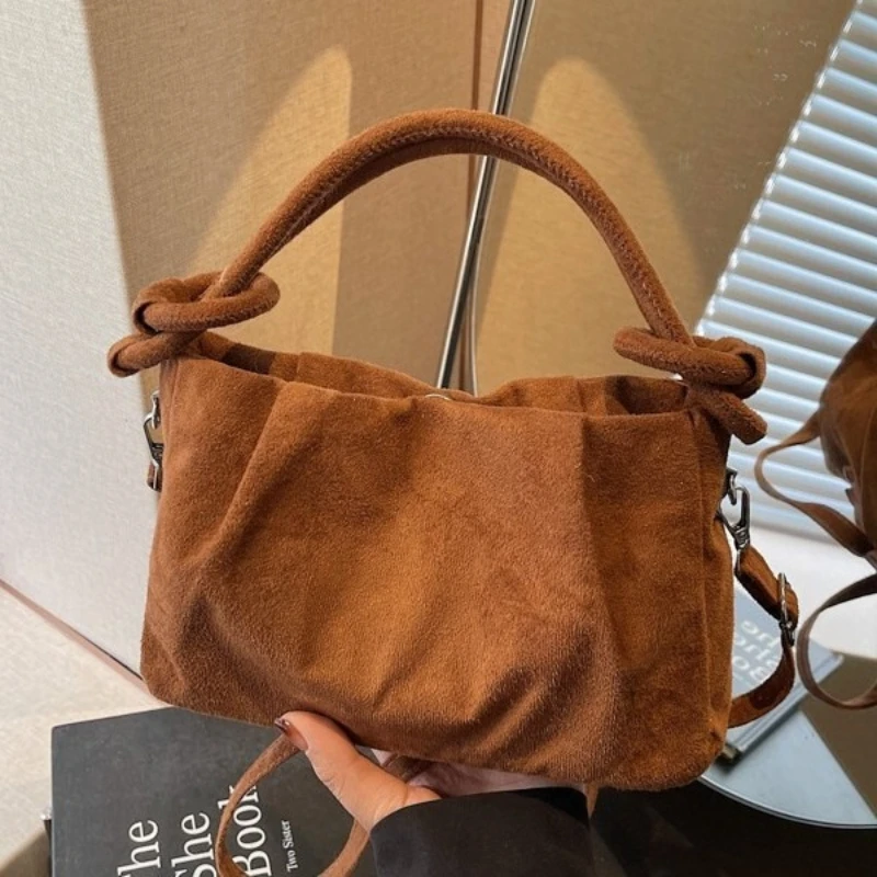 

New Trendy Top-Handle Bags Wrinkle Fashionable and Versatile for Daily Use Cloud Shoulder Bag Suede Casual Commuting Bag