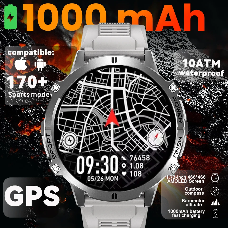 

2025 New T-Rex3 Original Military Smart Watches GPS Men 10ATM Waterproof AMOLED 1000mAh battery Fitness Sports Track Call Watch