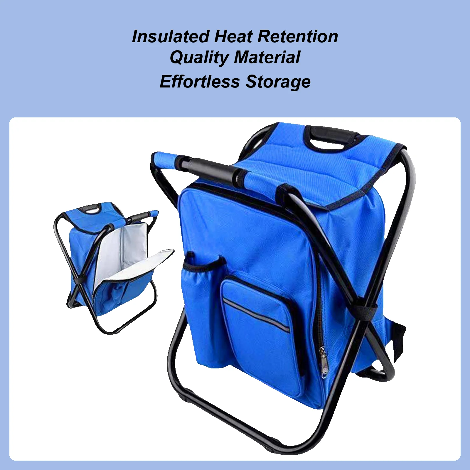 

Outdoor Camping Chair Waterproof Foldable Chair Backpack Cooler Bag Camping Recliner For Hiking Travel Beach Park Festival Lawn