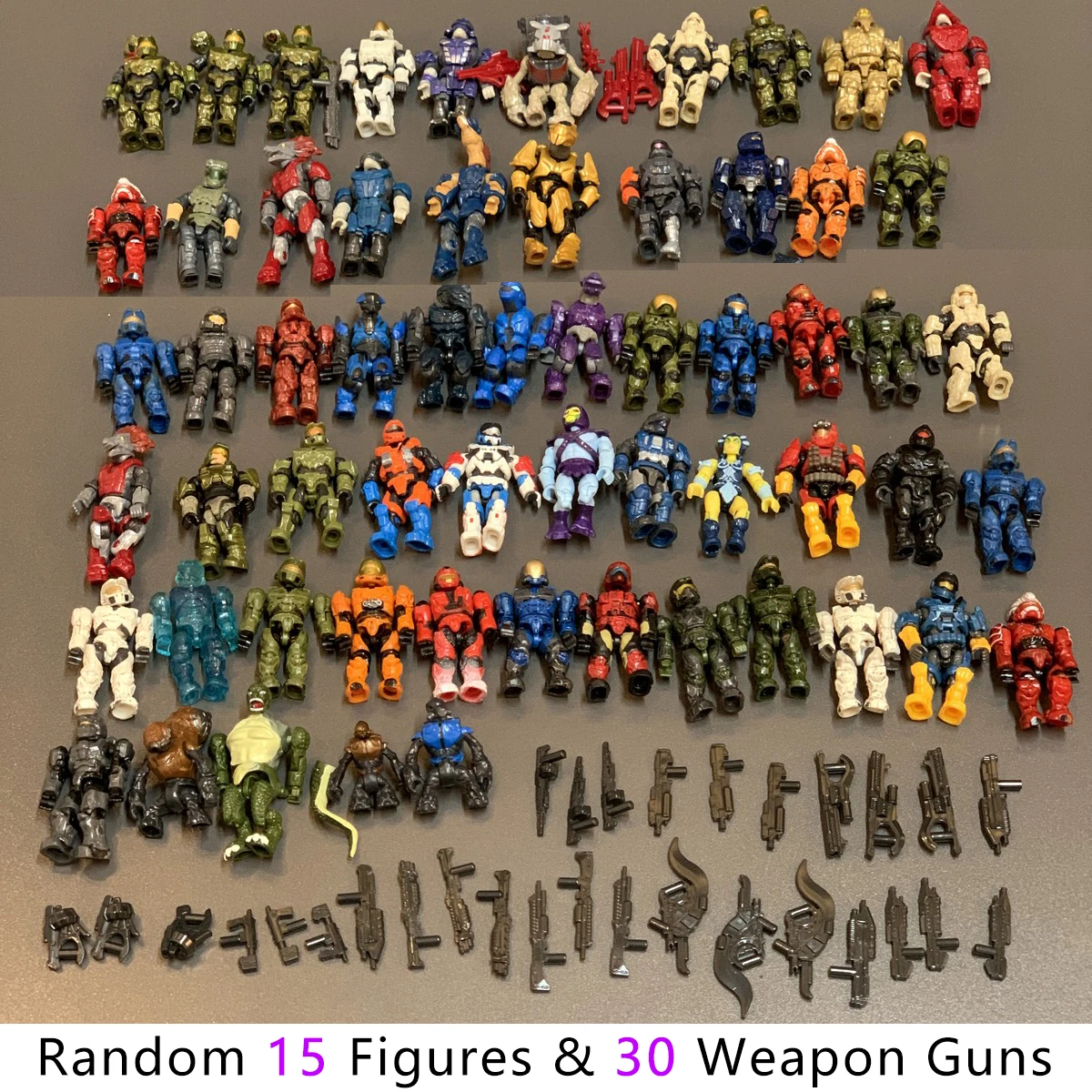 Lot Mega Bloks Covenant Grunt Battle Unit Hayabusa UNSC Spartan Marine Elite Series Building Blocks Figures Gun Weapon Accessory