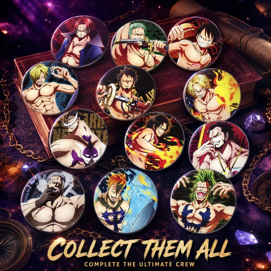 Llavero con colgante de One Piece: Rey Pirata Luffy, Shanks Cabello Rojo, Mihawk Ojos de Halcón, Trafalgar Law, Portgas Ace, Sabo, Insignia y Espejo F