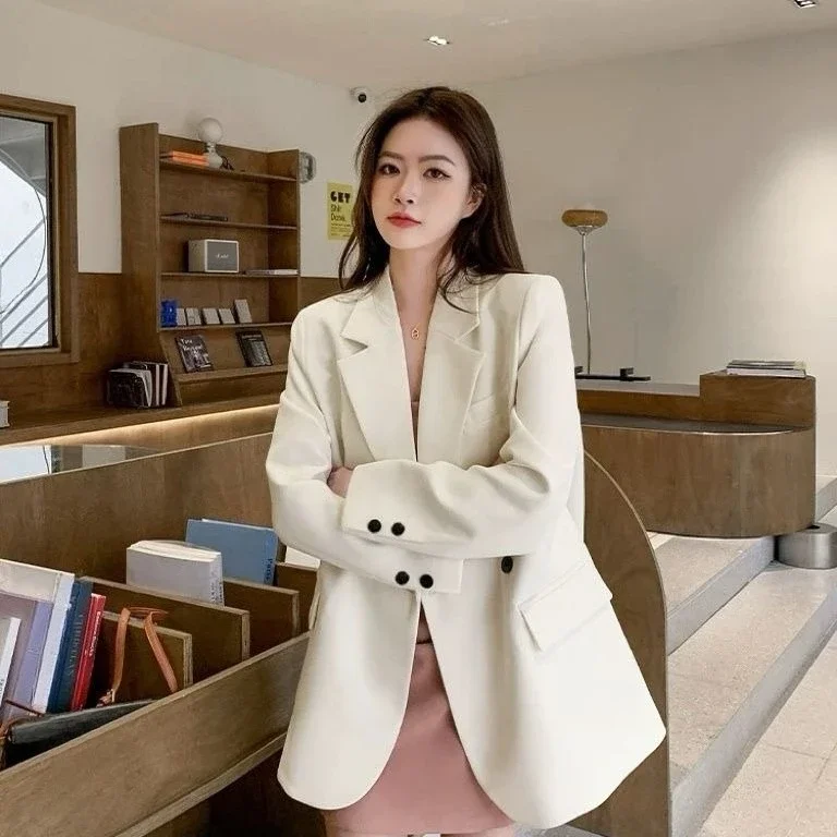 New Arrival Sophisticated Draped Loose Blazer Women Side Vent Chic Top