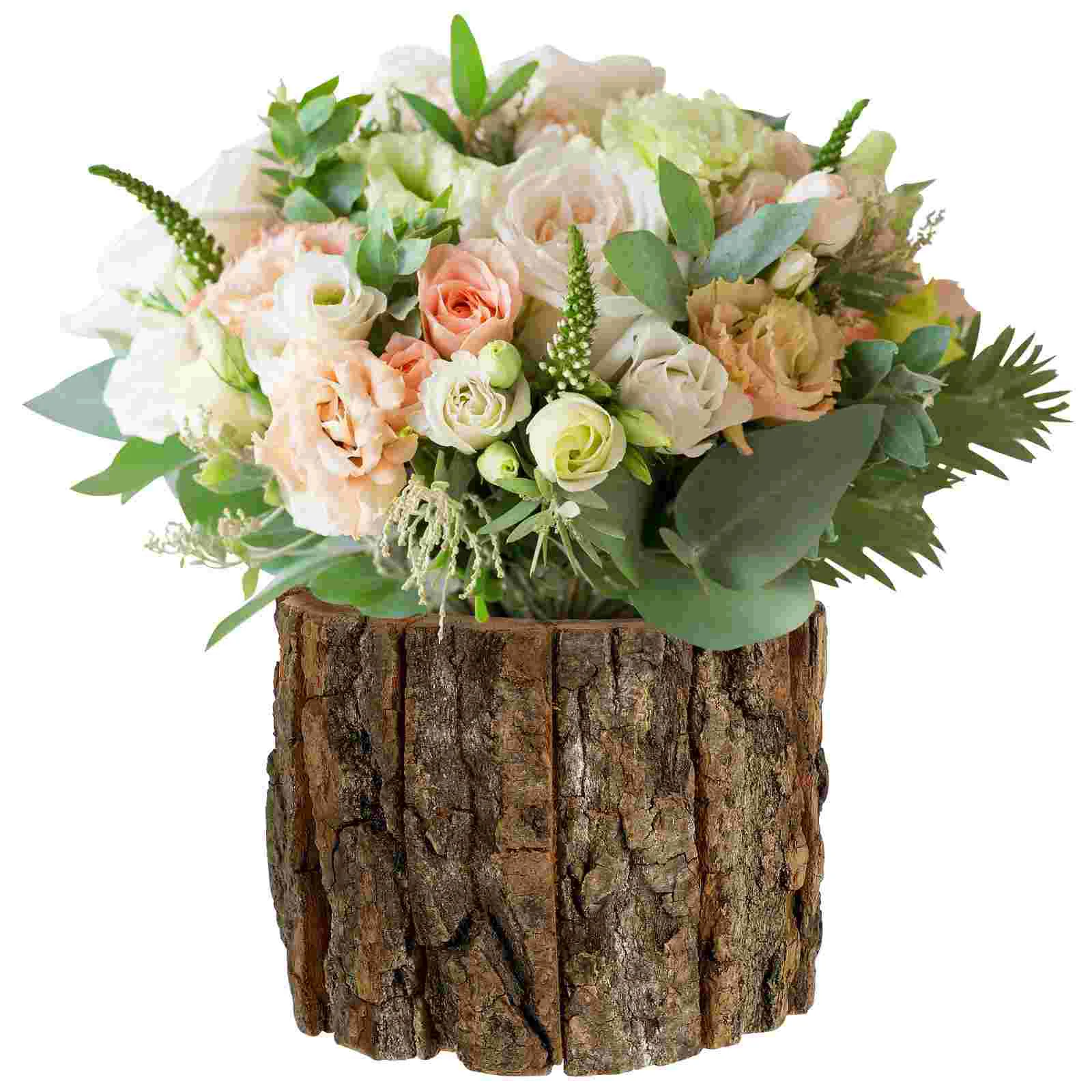 

Bark Fountain Flower Arrangement Bucket Wood Container Home Decor Pots Plant Plants