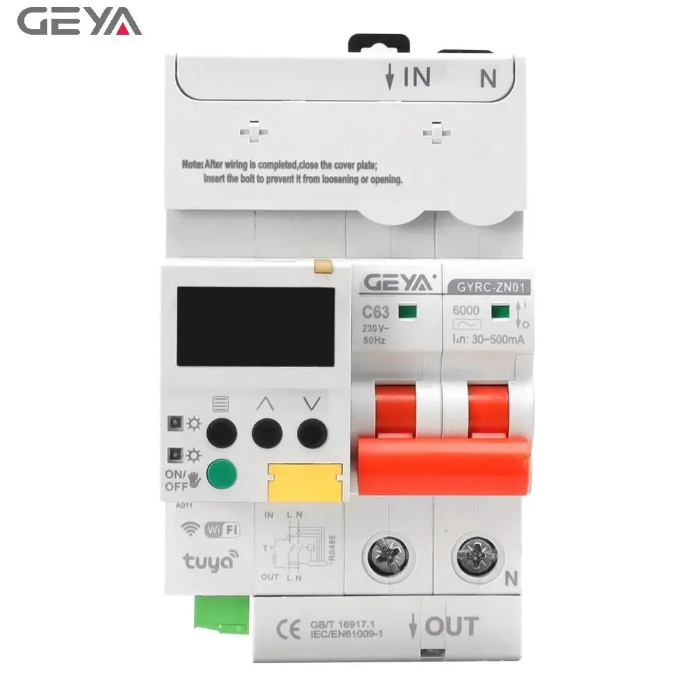 GEYA GYRC-ZN01 2P/32A wifi circuit breaker smart Tuya single phase remote control miniature circuit breaker din rail modular MCB