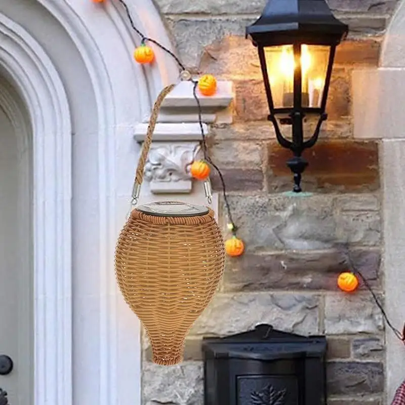 Solar Rattan Lampe Tragbare Rasen Projektion Rattan Gewebte Lampe Handgemachte Camping Landschaft Multifunktionale Rost-beständig Tisch