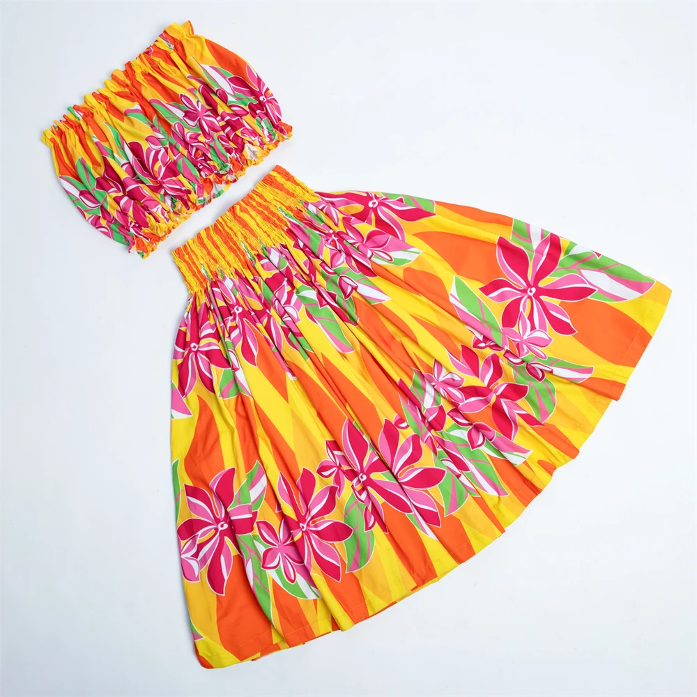 NEUER Hula Pa'u Rock mit Blumendruck Modeaccessoires Damenrock Hawaii Tanzparty Dekoration Hula Girl Performance Skir