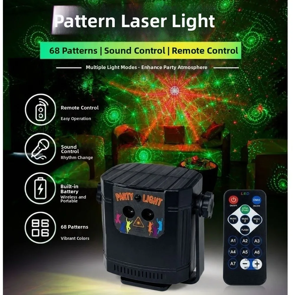 Sound Control Stage Effect Light Angle Adjustable Remote Control Disco Party Light with Bracket Creative Mini Beam Light