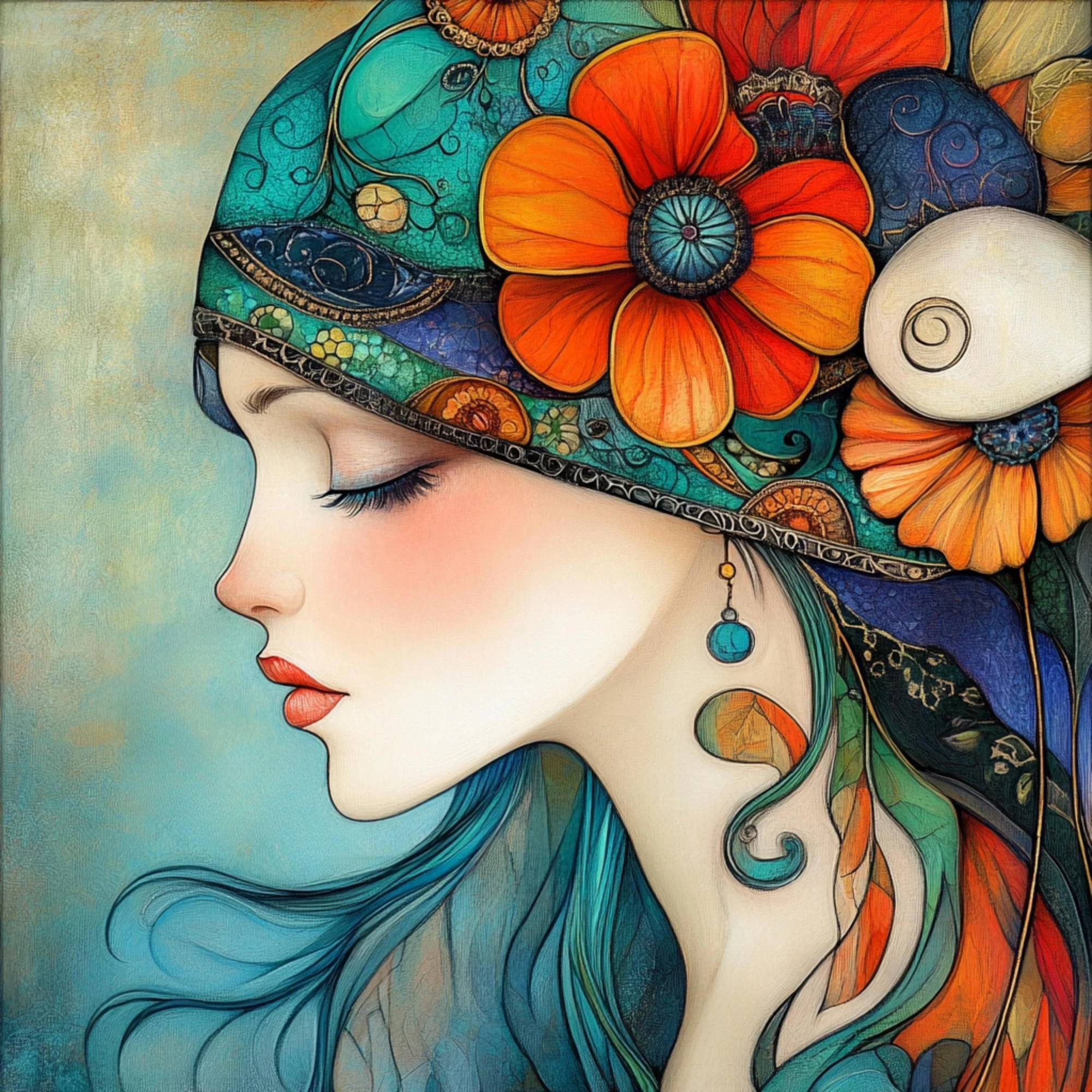 

500PCS/1024 PCS Jigsaw Puzzles Elegant Woman Portrait Challenging Family Activity Game for Gameroom Bedroom Home Decor