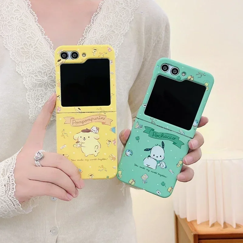 Sanurgente-Coque arrière en TPU souple Pochacco pour Samsung Galaxy Z Flip, Melody Pompompurin, Cinnamoroll, 3, 4, 5