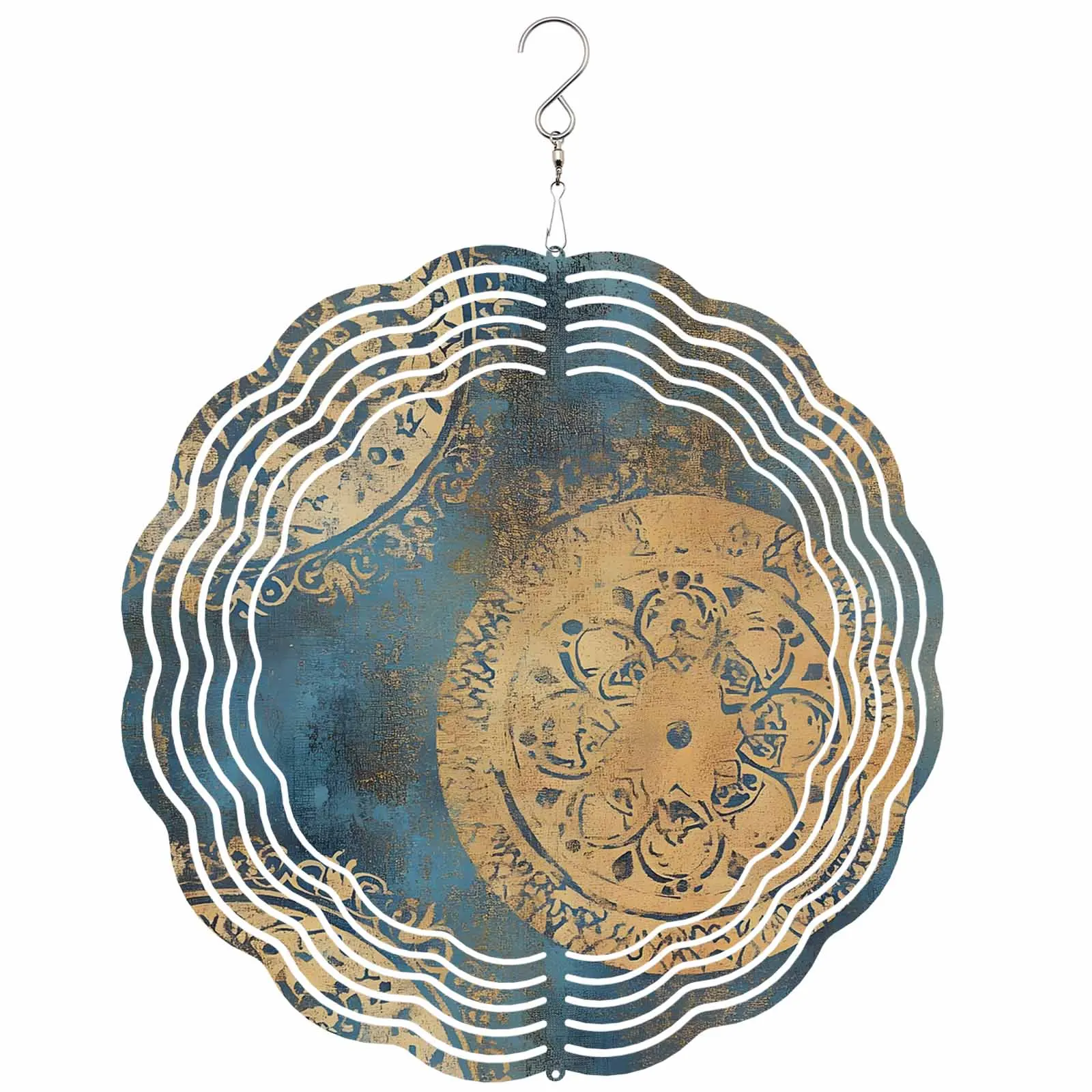 

Abstract Flower Texture Stainless Steel Hanging Decorations For Home 3D Rotating Wind Spinner