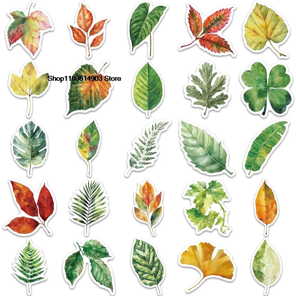 50PCS Plant leaf graffiti decorative wall stickers pack custom adhesive sticker aesthetic personalized pegatinas decoration home